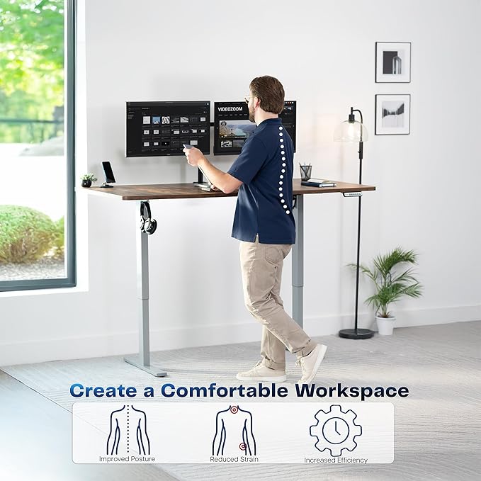 VIVO Electric 71 x 30 in Rustic Standing Desk, Memory Height Adjustment - Image 4