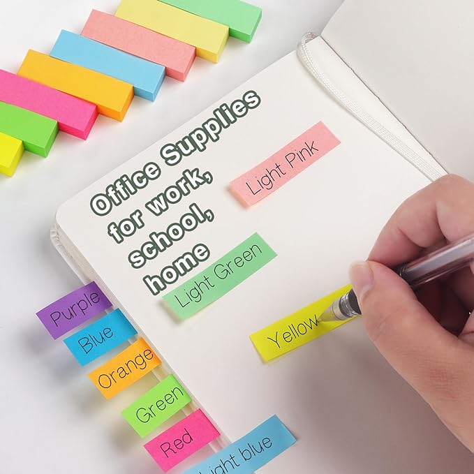 30 Pads 0.6x2 Inch Sticky Notes Flags Tabs Page Markers 10 Bright Color Sticky - Image 7