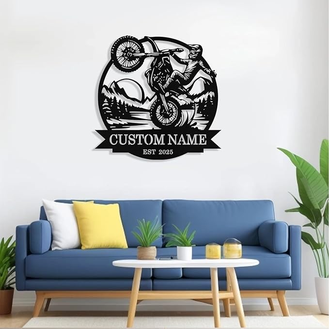 Custom Motorcycle Metal Signs Personalized Dirt Biker Name Sign Custom Garage - Image 3