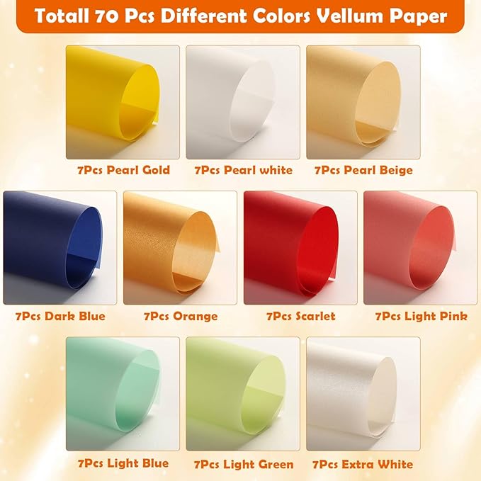 70 Pcs Colored Vellum Translucent Paper 8.5 x 11 inches Tracing Vellum Paper - Image 5