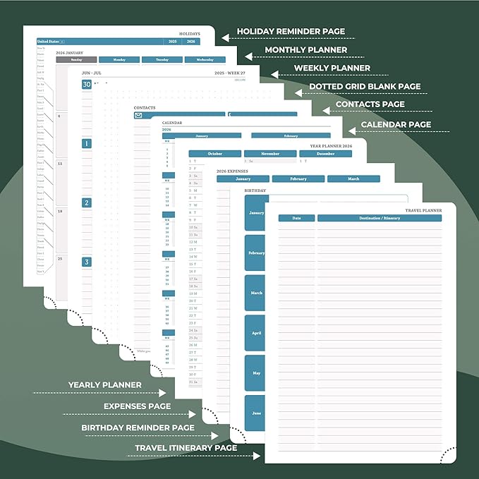 IN-LUXPRO Planner 2026 Daily Weekly and Monthly, 12 Months Spiral Bound - Image 5