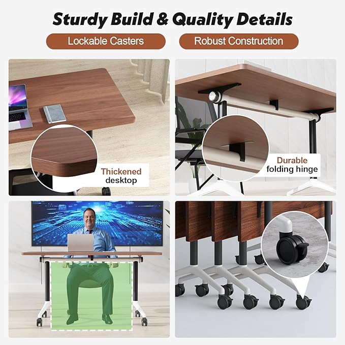 Goakwwuz Conference Room Table, Folding Conference Tables, Thicken Grey Tabletop - Image 8