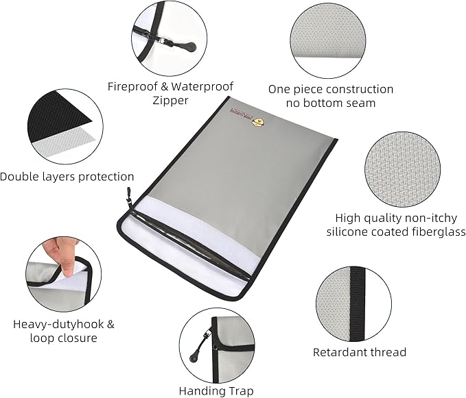 3 Pcs Fireproof Waterproof Document Bag, Fire and Water Resistant Safe Zipper - Image 5
