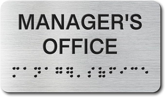 Manager's Office Signs with Raised Text & Grade 2 Braille, Brushed by EliteSign