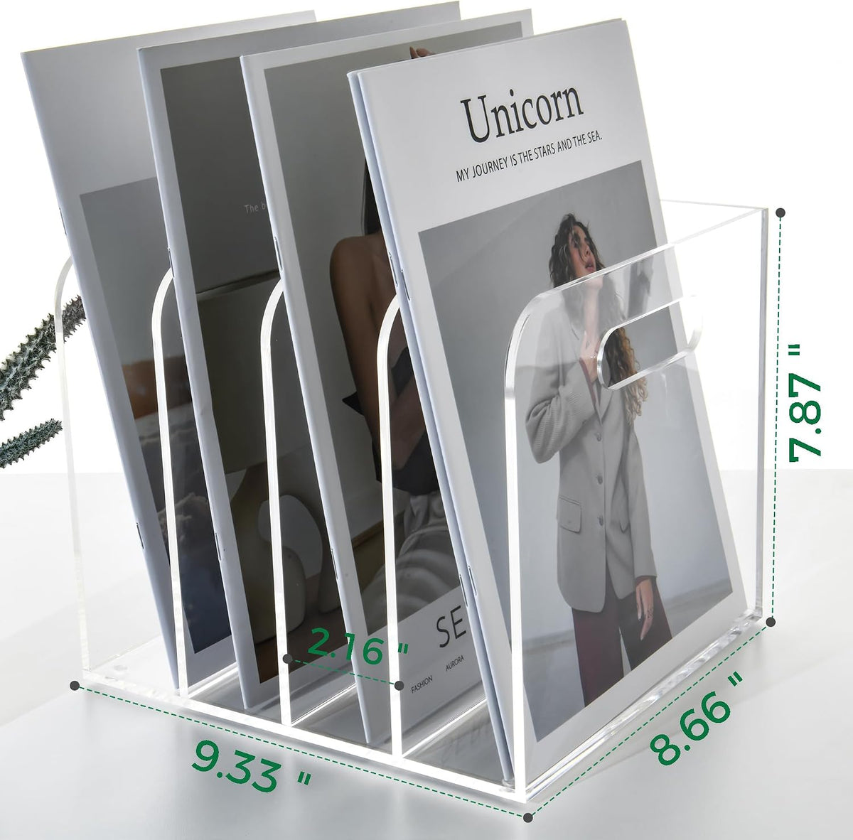 4 Vertical Compartments File Holder, Clear Acrylic Desk Organizer and Storage...