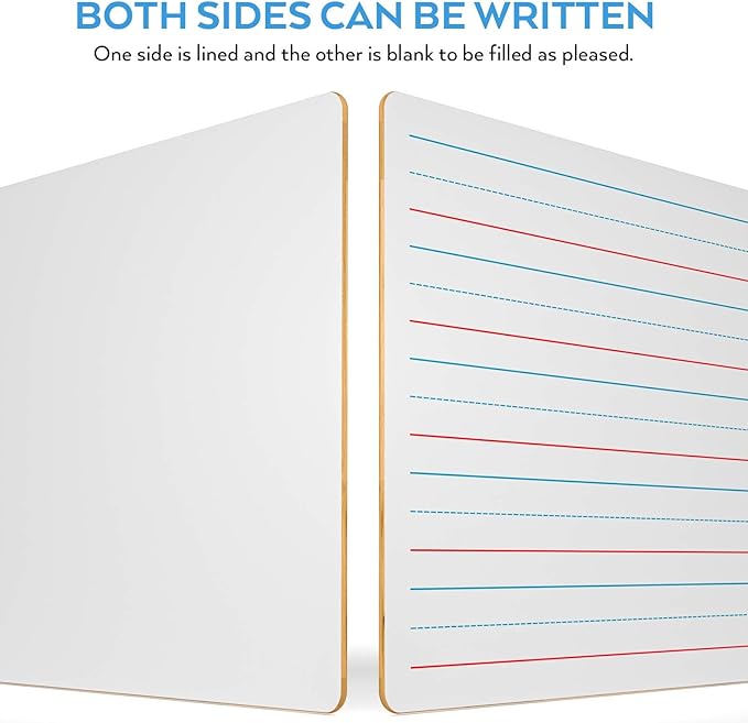 Nicpro Dry Erase Lap Board 9 x 12 inches 2 Pack Ruled Kid Double Sided Blank & - Image 3