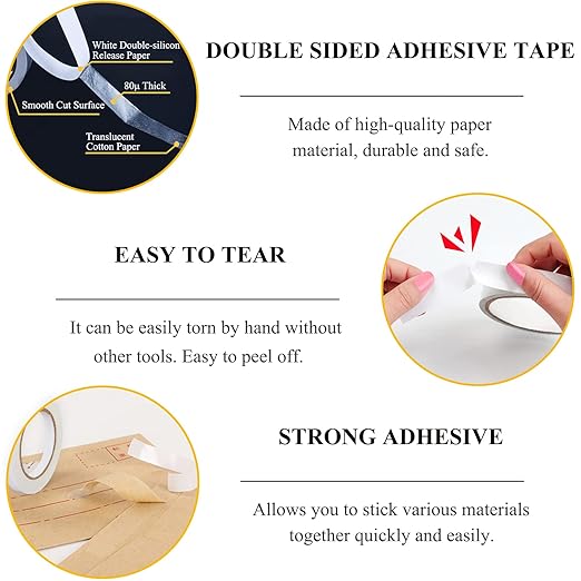 SmaringWing Double Sided Tape for Crafts, 6 Rolls Multi-Size Double-Sided - Image 5