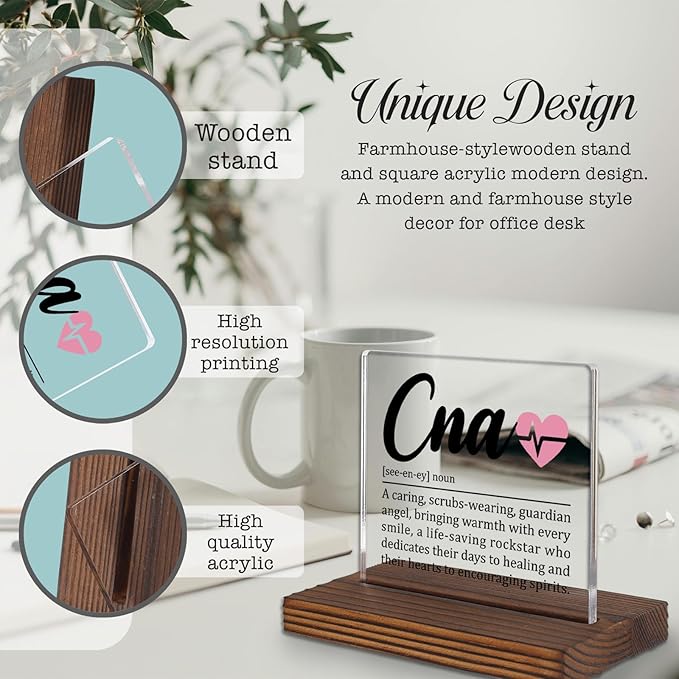 CNA Appreciation Gift Desk Sign, Thank You Plaque - Image 3
