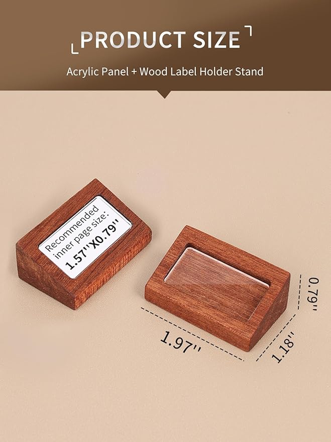 6 Pack Mini Wood Price Tag Label Holder Tabletop Stand or Recline Small Sign - Image 2