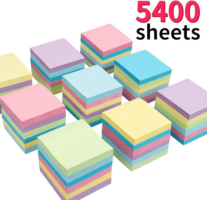 MyLifeUNIT Sticky Notes 3x3, Bulk Pack 54 Note Pads 5400 Sheets - Image 2