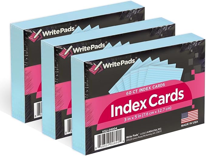 KAISA Colored Index Card Heavyweight Flashcards, Blank on Back Index Cards by KAISA