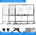 maxtek 72 x 40 Double Sided Rolling Whiteboard, Mobile Whiteboard Magnetic - Image 7