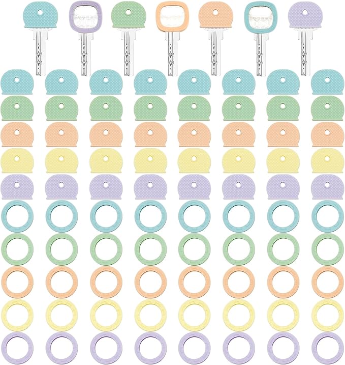 Blulu 80 Pieces 1Inch Colored Key Covers Caps Tags Covers Set Plastic Key Color by Blulu
