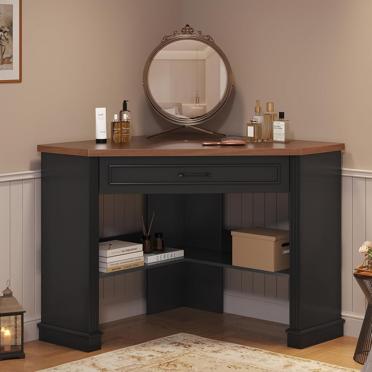 SEDETA Farmhouse Corner Desk for Small Space, White Small Computer Desk