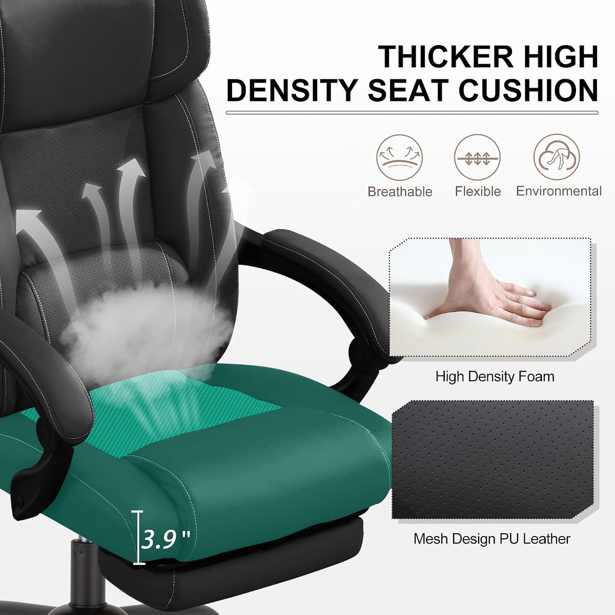 Reclining Office Chair with Footrest,Ergonomic Home Office Desk Computer Chai...