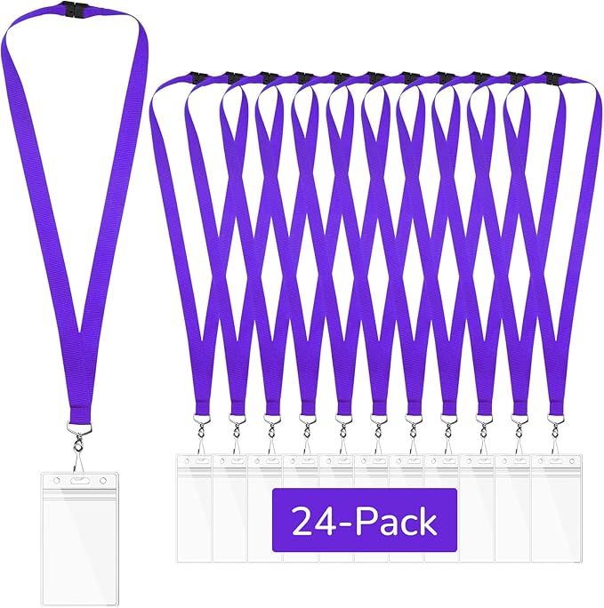 24-Pack Purple Breakaway Lanyards by WEZEBEL