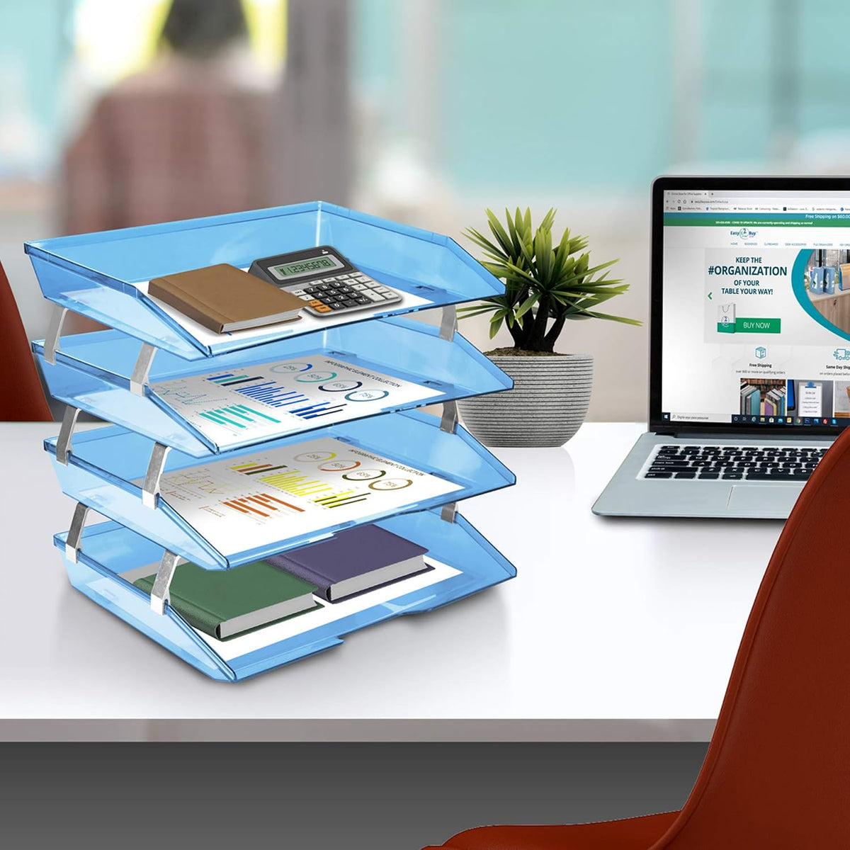 Acrimet Facility 4 Tier Letter Tray Side Load Plastic Desktop File Organizer ...