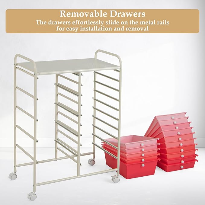 GLACER 15 Drawers Rolling Cart, Storage Cart - Image 5