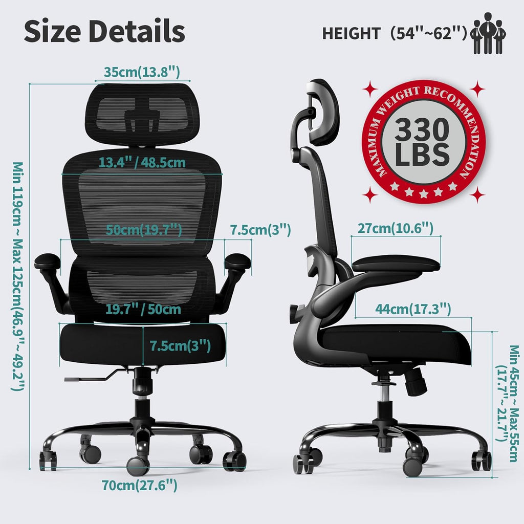tralt office chair ergonomic desk chair with lumbar shown in use