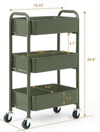 SunnyPoint 3-Tier Delicate Compact Rolling Metal Storage Organizer - Image 6