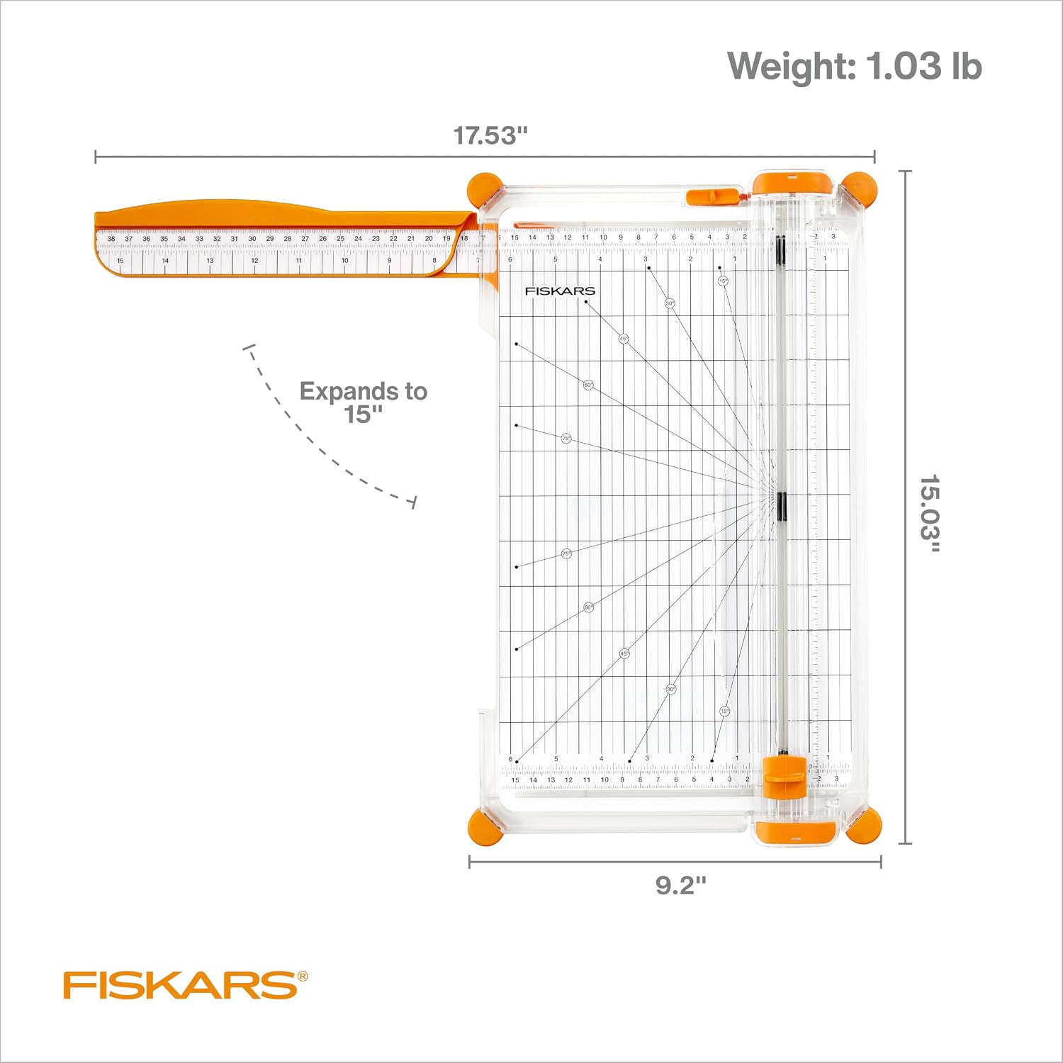 Fiskars SureCut Deluxe Paper Cutter, Precise Trimmer Tool, 12" Cut Length