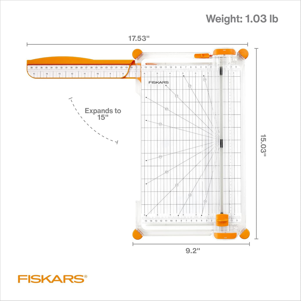 Fiskars SureCut Deluxe Paper Cutter, Precise Trimmer Tool, 12" Cut Length