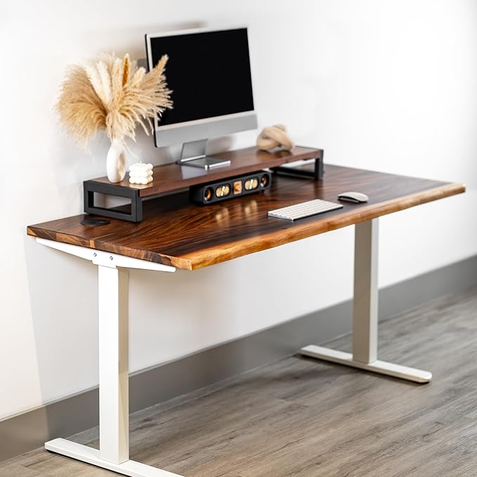Standing Desk with Monitor Stand – Walnut Solid Wood Desk, Natural Live Edge - Image 9