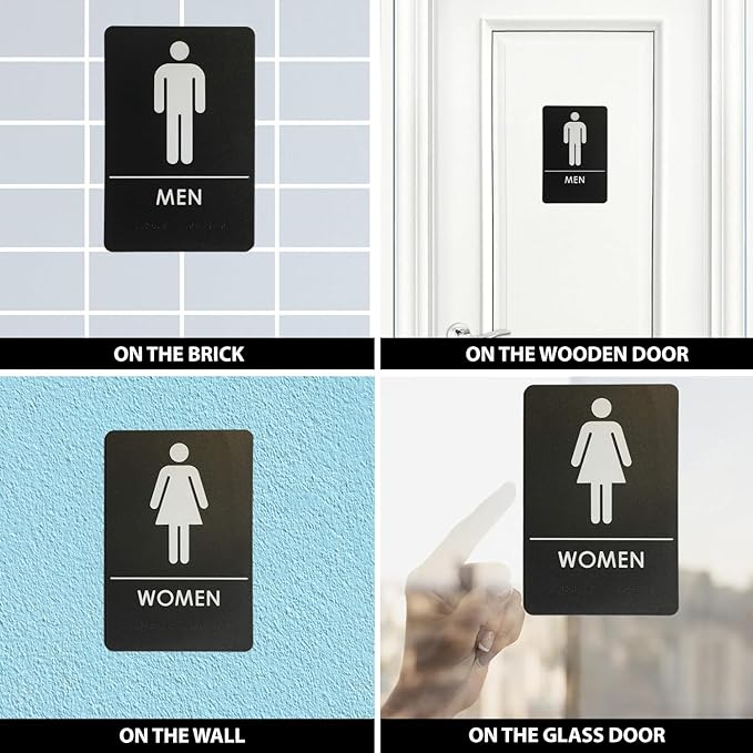 USA Made - Men's and Women's Restroom Signs ADA-Compliant Bathroom Door Signs - Image 4