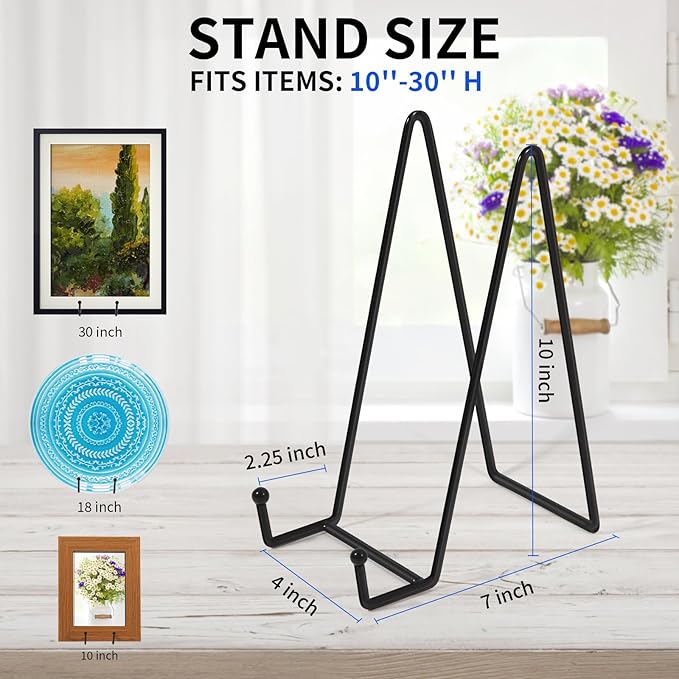 Decolore 5 Pack 10.3 Inch Black Plate Stands Picture Easels - Image 2
