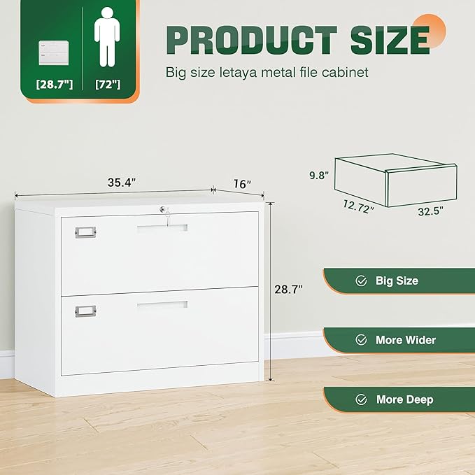 Letaya 2 Drawer Metal Filing Organization Office Cabinets - Image 3