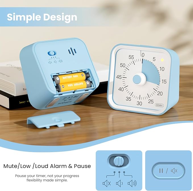 Visual Timer for Kids with Pause Function, 60 Minute Countdown Timer for Kids - Image 4
