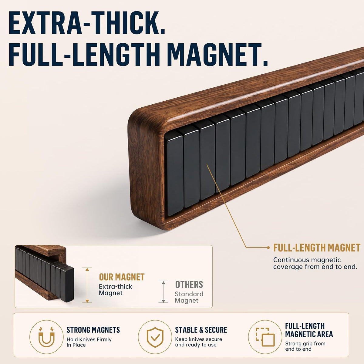 magnetic knife holder for wall, 10 inch acacia shown in use