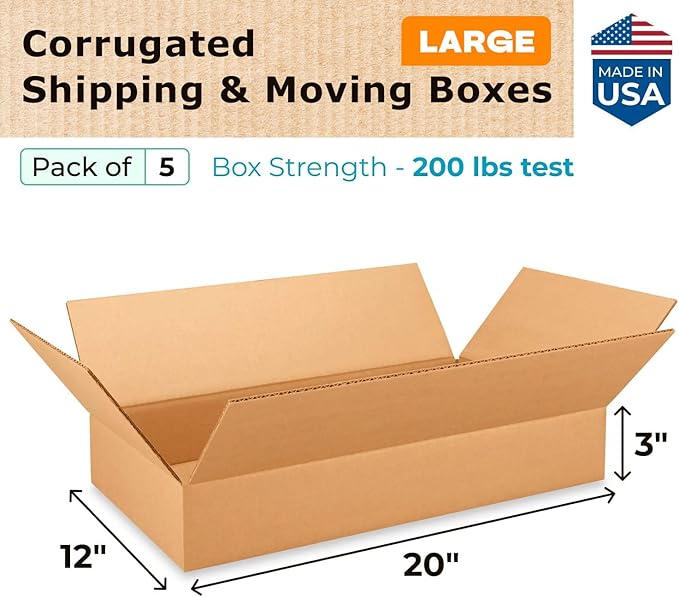 Large Shipping & Moving Boxes 20 x 12 x 3 inches - Image 2