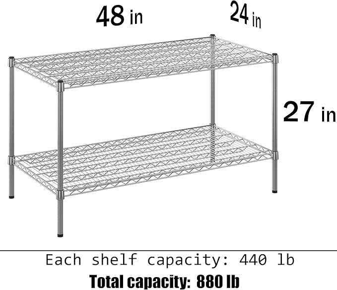 Regal Altair 24" Deep x 48" Wide x 27" Height Wire Shelving Kit | 2-Tier | NSF - Image 3