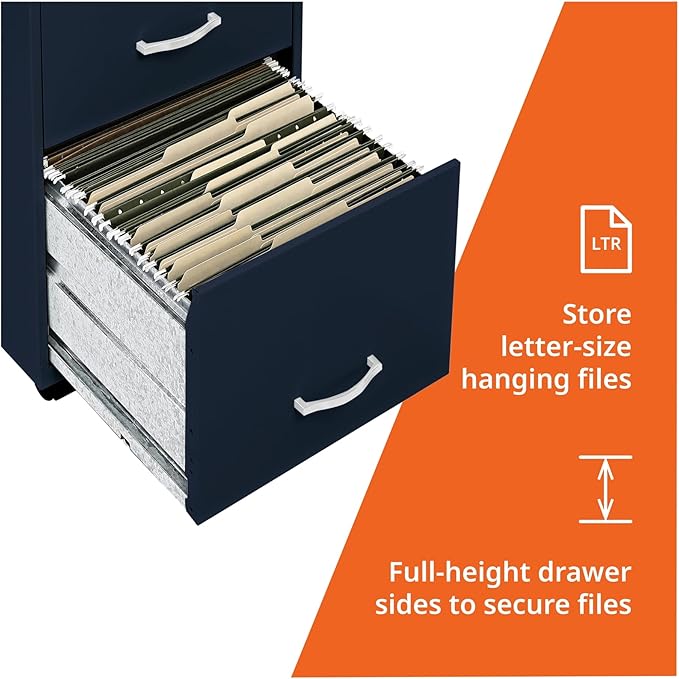 LYS SOHO Box/File/File Mobile Navy File Cabinet, 3 Drawer - Image 5