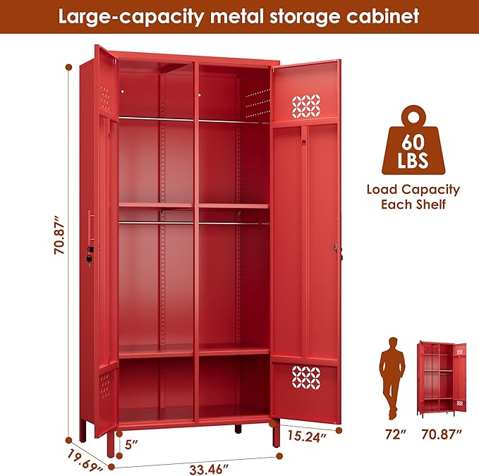 SUPEER 2 Doors Metal Storage Locker - Image 3