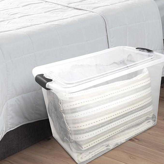 HOMZ 2-Pack Latching Lid, Large Clear Plastic Storage Bins w/Lids, 112 Quart - Image 9