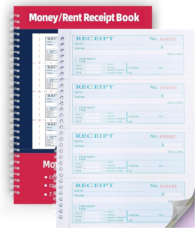 Single Book, Money Rent Receipt Book, 7.9x11.22 Inches, 2 Part Carbonless by Yeplan