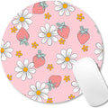 IMAYONDIA Round Pink Mouse Pad, Strawberry MousePad Small, Circular Pastel by IMAYONDIA