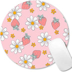 IMAYONDIA Round Pink Mouse Pad, Strawberry MousePad Small, Circular Pastel by IMAYONDIA