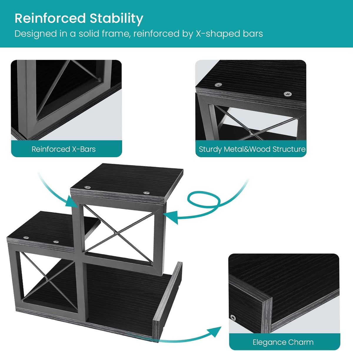 ELITEROO Wood Desktop Shelf, 3 Tier Desk Shelves Small Bookshelf Organizer, O...