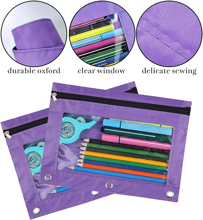 YoeeJob Pencil Pouch for 3 Ring Binder，Zipper Pencil Pouches Bulk，Pencil Case - Image 5
