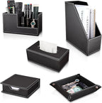 KINGFOM 5 PCS/SET Pu Leather Desk Organizer File Holder Accessories, Magazine - Image 2