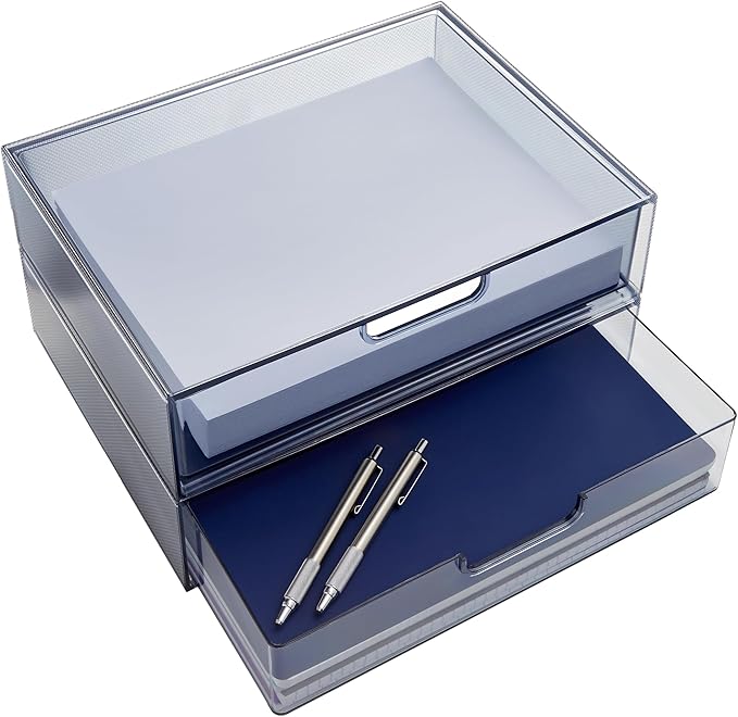 STORi STAX Plastic Stackable Organizer Drawers Classic Grey | 12.5" Wide | Set by STORi