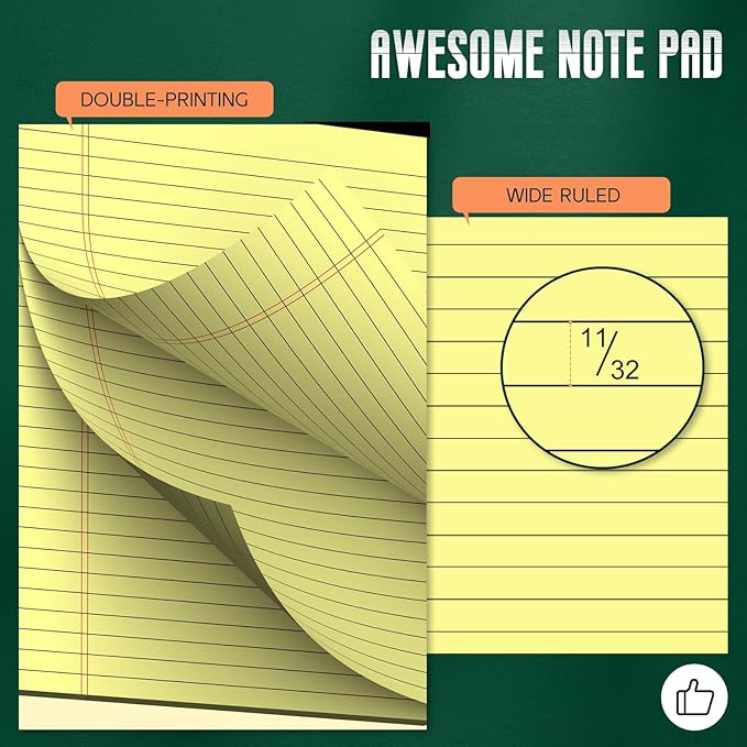 24 Pack Yellow Legal Pads 8.5 x 11 Note Pads, Wide Ruled Notepads, Micro - Image 3