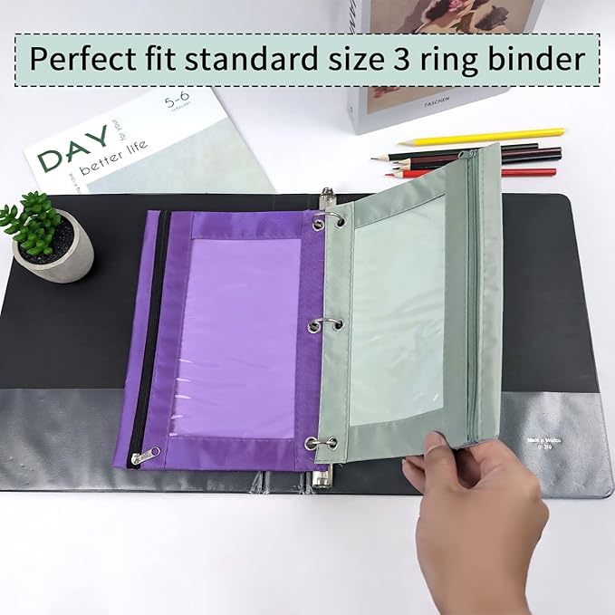 YoeeJob Pencil Pouch for 3 Ring Binder，Zipper Pencil Pouches Bulk，Pencil Case - Image 3
