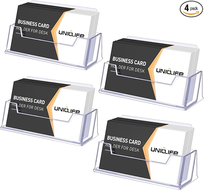 Uniclife 4 Pack Acrylic Business Card Holder by UnicLife