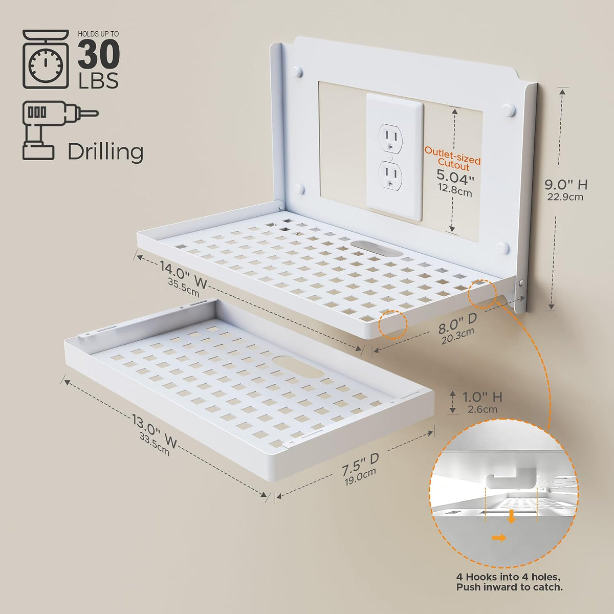 VICSKY 14-inch Wall Mount Router and Modem Shelf with Cable Management