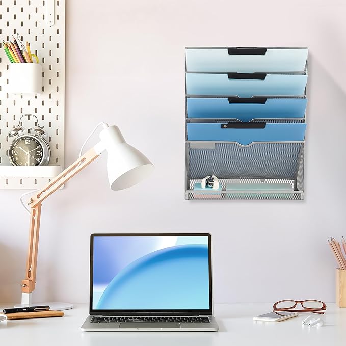 EASEPRES 6 Tier Mesh Hanging Wall File Organizer, Desk Vertical Mail Paper - Image 6