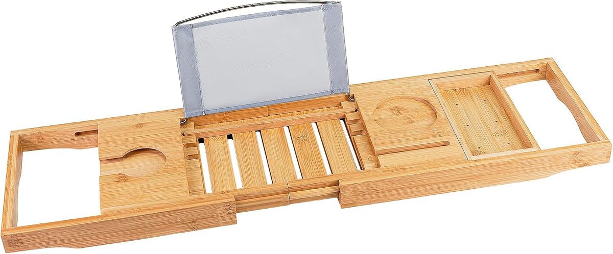 Utoplike Bamboo Bathtub Caddy Tray for Tub, Adjustable Bath Table